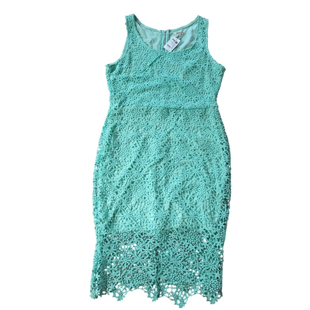 Charlotte Russe NWT Mint Crochet Lace Bodycon Midi Dress XL Pin Up Y2K Fashion